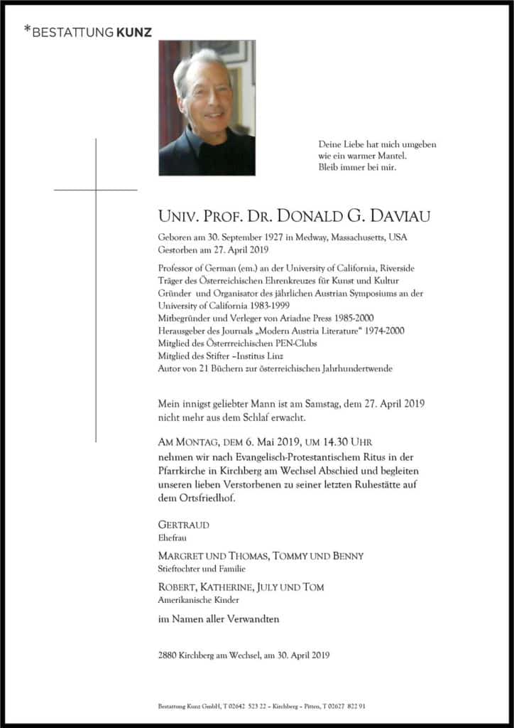Univ. Prof. Dr. Donald G. Daviau (91)