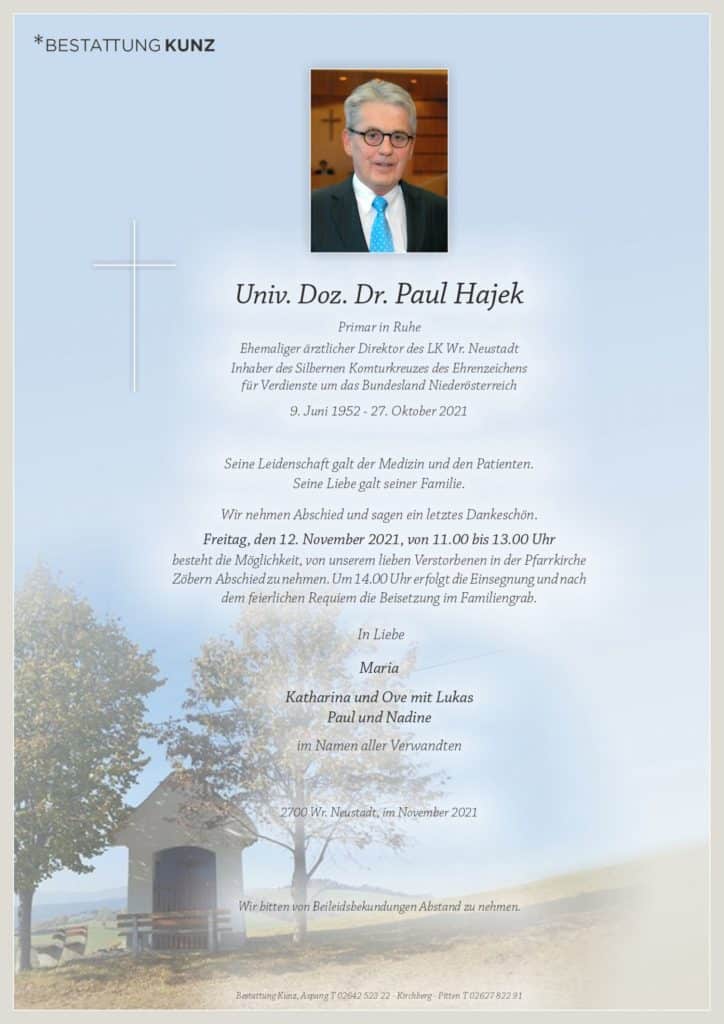 Univ. Doz. Dr. Paul Hajek (69)