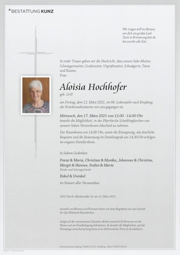 Aloisia Hochhofer (85)