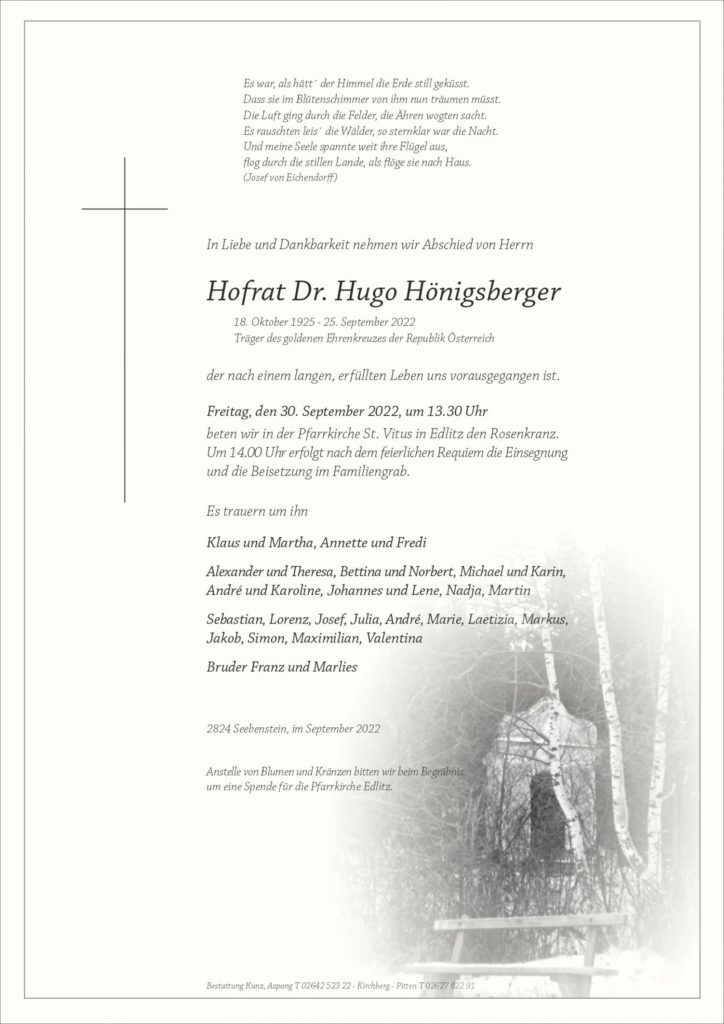 HR Dr. Hugo Hönigsberger (96)