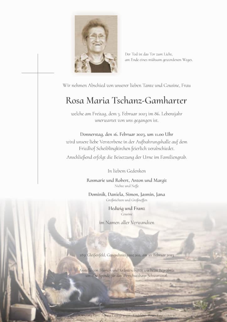 Rosa Maria Tschanz-Gamharter (85)